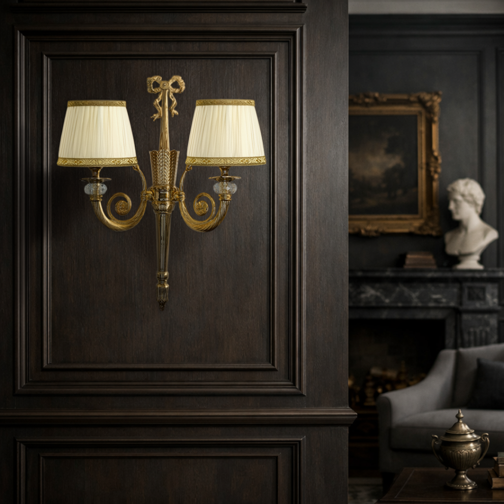 Applique classica ed elegante con fiocco in ottone dorato