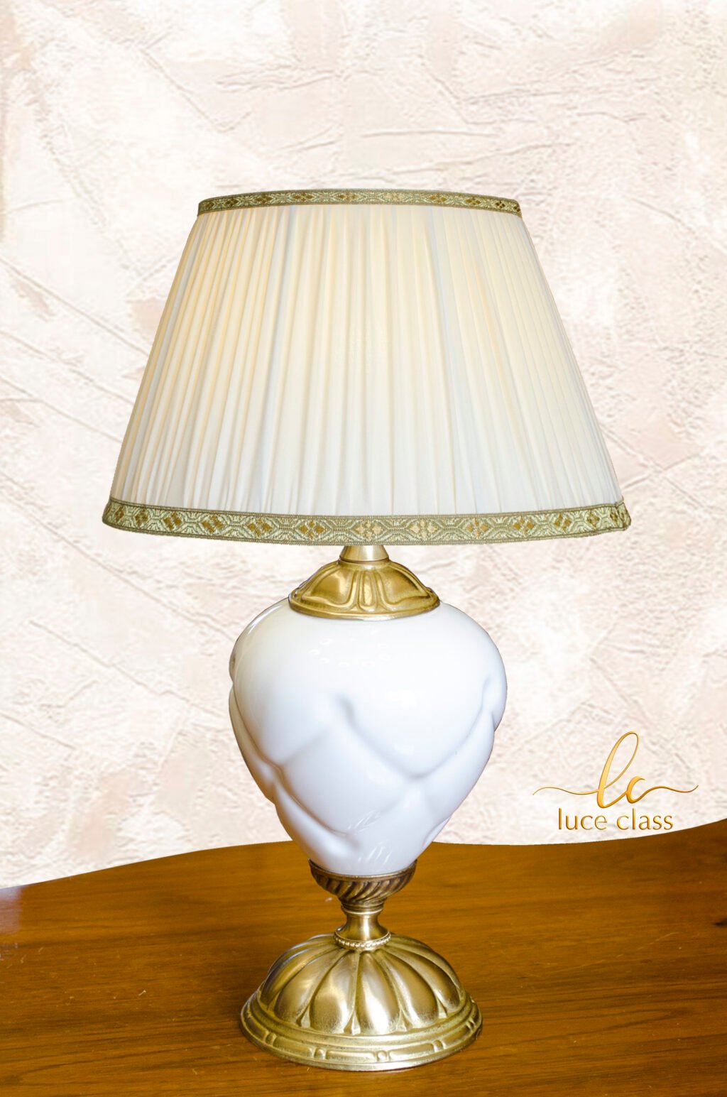 Lampada Pigna piccola da comodino in Ceramica Fiorentina bianca