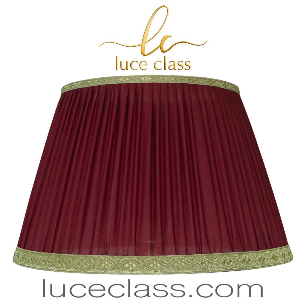 cappello per lampada tondo plissettato BORDEAUX arricciato tessuto stoffa